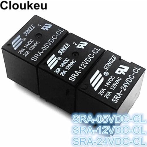 2Pcs Relay DIP5 SRA-05VDC 12VDC 24VDC-CL 5V 12V 24V T74 20A