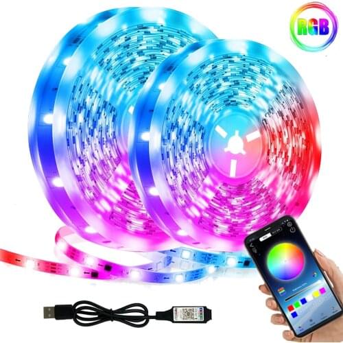 RGB 5050 2835 Bluetooth APP Control LED Lights Strip DC5V USB 24 Key Flexible Decoration Lamp Room TV PC Background Luces String