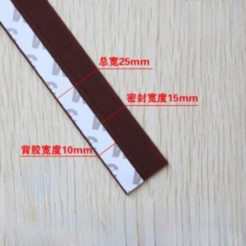 Slicone Rubber 25mm Width Silicone Rubber Bottom Door Window 2M Adhesive Seal Strip Weatherstrip Brown