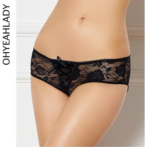 Crotchless Panties Sheer Lace String Femme Sexy Transparent Floral Underwear Womens Panties And Thongs Seamless Underpanties