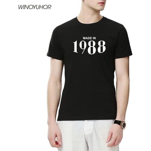 Vintage Short Sleeves Crew Neck Cotton T-shirts Made In 1988 Birthday Gift 32 Years Old Tee Shirts Funny Mens Tee Shirts