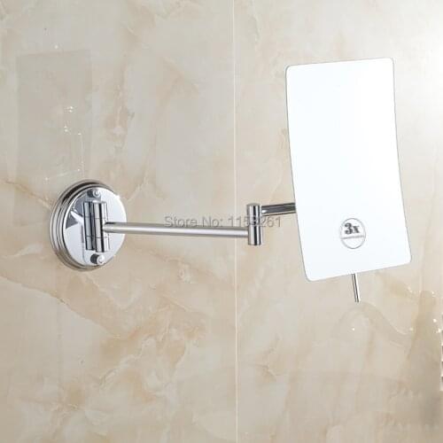 Bath Mirrors 3 X Magnifying Mirror Wall Makeup Mirror of Bathroom 1 Sided Lady Square Folding Cosmetic Mirrors With Arm 6208