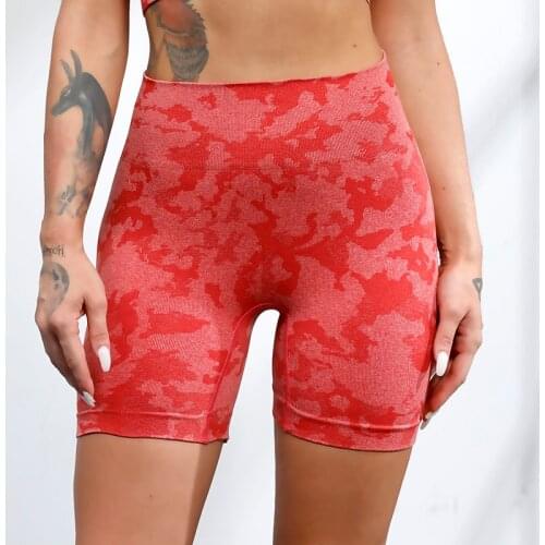 Tight High Waist Seamless Yoga Sport Shorts Women Camouflage Hip Push Up Fitness Shorts Tummy Control Gym Workout Shorts