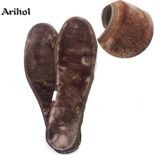 Winter Thick Warm Fur Plush Insole Bamboo Charcoal Anti-Odor Shoes Pad Warm Fluffy Fleece Wool Replacement Insoles for Shoes
