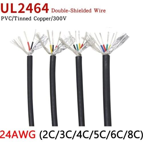 1M 24AWG UL2464 Shielded Wire Signal Cable 2 3 4 5 6 8 Cores PVC Insulated Channel Audio Headphone Copper Control Sheathed Wires