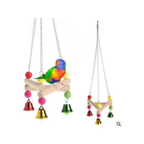 1PC Pet Bird Hanging Swing Toy Birds Cage Pendant Chew Toy Colorful Parakeet Cockatiel Catch Cage with Bell Chewing Toys