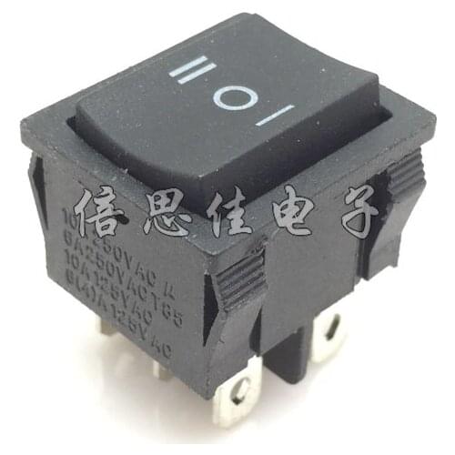 10pcs/Rocker switch KCD2-203 6 Pin 3 files Black 21*25MM Ship type switch