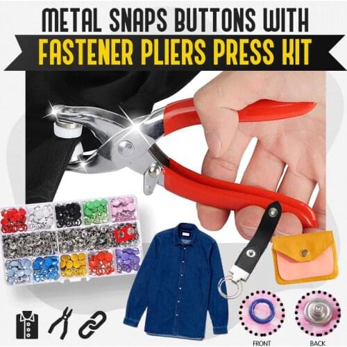 120/200Sets Metal Clothes Sewing Buttons Prong Ring Press Studs Snap Fasteners + Clip Pliers DIY Sewing accessories