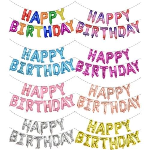 13Pcs Happy Birthday Balloons Foil Letter Balloon Birthday Party Decorations Kids Adult Birthday Balloons card packaging
