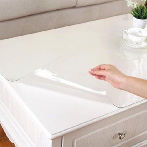 2018 1mm thick transparent table cloth kitchen table cover waterproof oil cloth soft glass tablecloth ship by roll home textile
