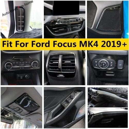 Stainless Steel Accessories For Ford Focus MK4 2019 - 2021 Head Light Lamp Button Air AC Vent Outlet Door Speaker Cover Kit Trim
