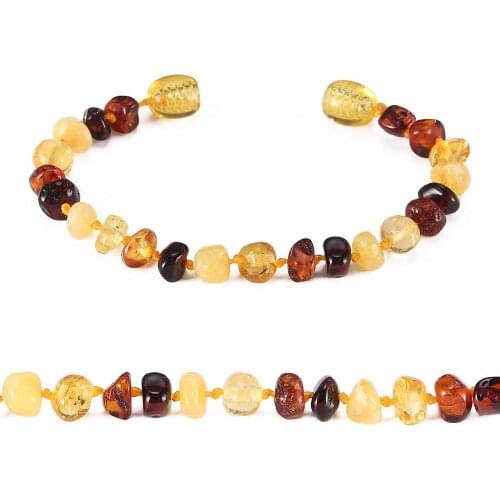 Baltic Amber Teething Bracelet/Anklet for Baby - Simple Package - 10 Colors - 4 Sizes - Lab Tested