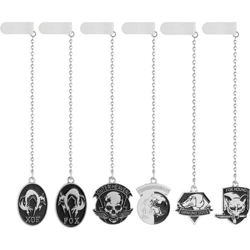 Game Metal gear solid 5 Bookmarks For Books Metal Skull Fox hound outer heaven Pendant Keychain Men llaveros Game Jewelry New