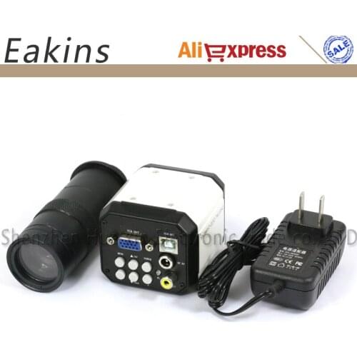Free Shipping 2.0MP VGA/AV/USB 3 in 1 Outputs HD Digital Video Industrial Microscope Camera with 100X Zoom C-mount Lens