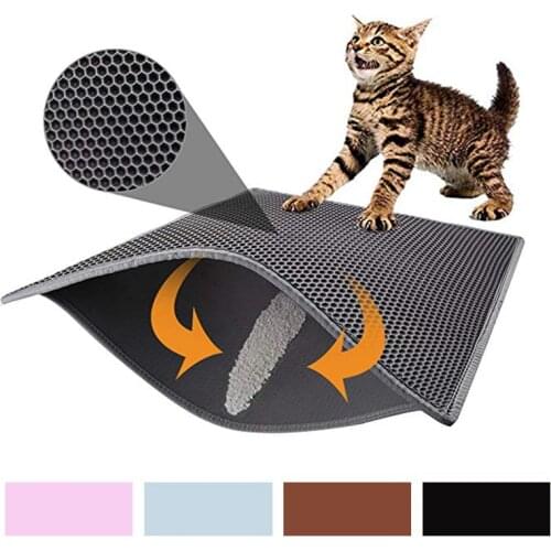 Colorful Cat Litter Mat EVA Double Layer Waterproof Trap Pet Cat Litter Mat Toilet Mats Feeding Non-slip Litter Cat Floor Pad