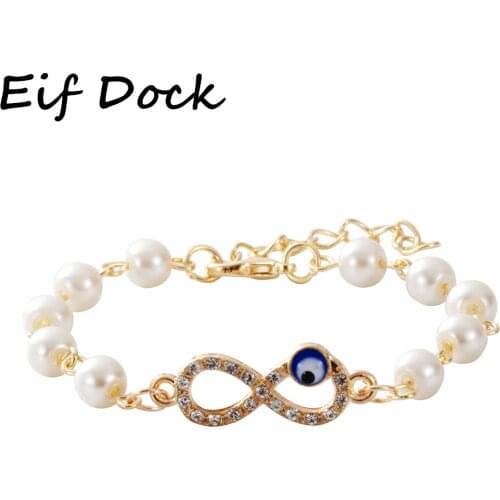 Eif Dock 2020 Blue Turkish Evil Eye Charms Bracelets Crystal Bead Adjustable Rope Chain Yoga Wristband Child Girl Jewelry