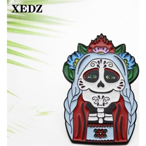 XEDZ Holy Horror Witch Enamel Brooch Suitable for Old Lady Cartoon Image Religious Female Badge Friends Clothes Lapel Pin Gift