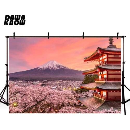 DAWNKNOW Fujiyama Sakura Photography Background Wedding Photocall Pavilion Photographic Backdrop Children Photo Studio GY033