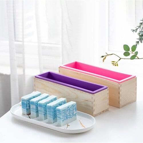 Silicone Soap Craft Making Mold Rectangular Wooden Box with Flexible Liner for DIY Handmade Loaf Mould 1000g 1200g