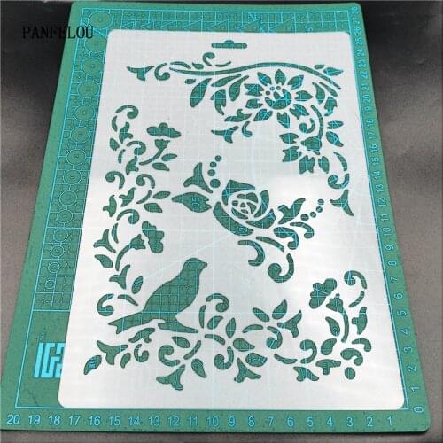 Hote Sale The bird vines scrapbook stencils spray plastic mold shield DIY cake hollow Embellishment printing lace ruler