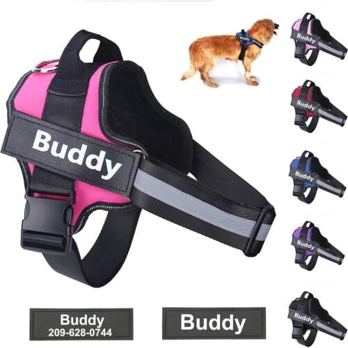 Personalized Dog Harness ID Custom Patch NO PULL Reflective Adjustable Harness Vest for Small Large Dogs Outdoor Pet Supplies