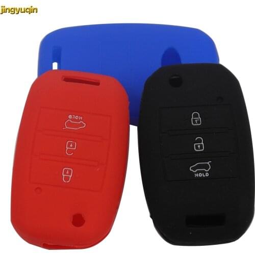 Jingyuqin 50pcs 3 Buttons Silicone Car Key Case Cover For Kia Sorento Carens K2 K3 K4 K5 No Logo Car-styling
