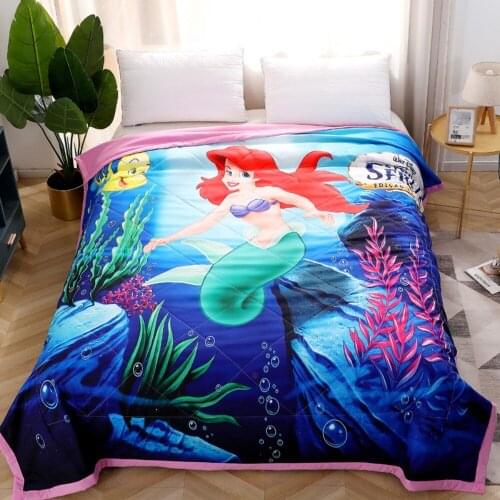 Disney Mermaid Ariel Princess Summer Quilt Snow White Cinderella Home Blanket Bedding For Boys Girls Kids Baby Adult 150x200cm