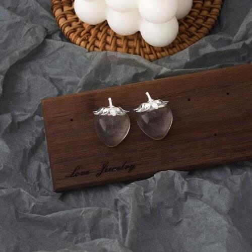 LOVOACC Sweet Transparent Resin Strawberry Earrings for Women Girls Fruit Statement Drop Earrings Korean Party Jewelry Gifts