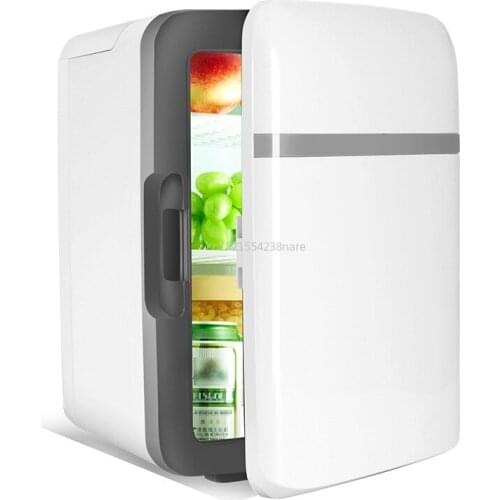 Last One Cheap 10L Mini Car Fridge Cooler Cooling Heating Dual-use 220V/12V Fridge Economical Freezer Aluminum ABS Mute