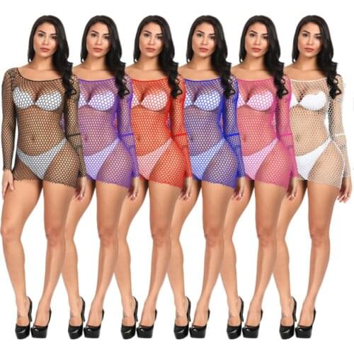 Fashion Costumes Women Bodystocking Night Dress Nightwear Hollow Out Fishnet Sexy Long Sleeve Underwear