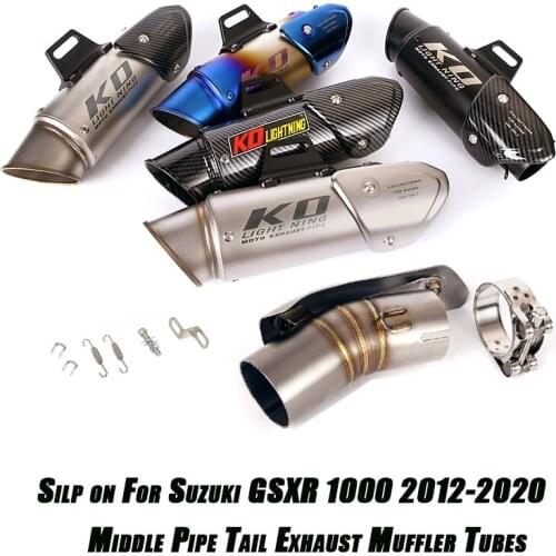 Motorcycle Exhaust Systm for Suzuki GSX-R1000 GSXR1000 2012-2020 Middle Pipe Escape 51mm Vent Muffler Tube Silp on
