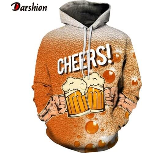 High Quality Outwears Tracksuit Mens Print Fresh Beer 3d Hoodies Sweatshirt Homme Long Sleeve Hoody Beer Party Cosplay Costumes