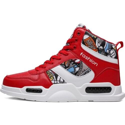 2020 Mens Vulcanized Shoes Unisex Sneakers Spring Autumn PU Leather Classic High Top Men Printed Shoes Casual Mens Boots