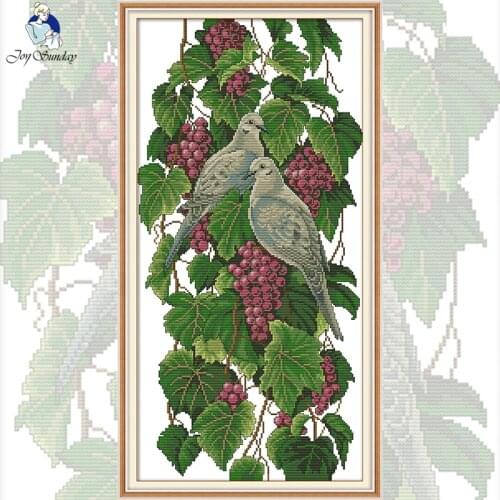 NKF Pigeons And Grapes Animal Cross Stitch Kits 11CT 14CT Chinese Cross Stitch Pattern Embroidery Needlework Set for Home Decor