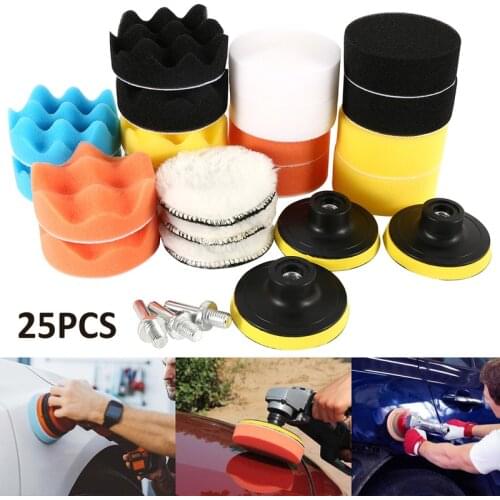 Car Polishing Pads Sponge with Drill Adapter Woolen Foam Buffing Pads Woolen Waxing Pad for Polishing Machine Power Tool Set