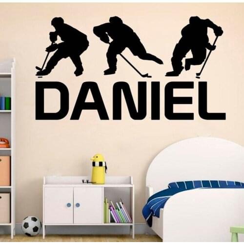 Hockey Vinyl Sticker Handmade A1-066 Hockey Wall Art Custom Name Hockey Decal Hockey Wall Decor Ice Paper Single-piece Package
