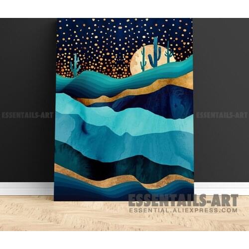 Nordic Abstract Desert Night Canvas Wall Art Painting Poster Bedroom Study studio print Living kid Room Home Decoration Prints