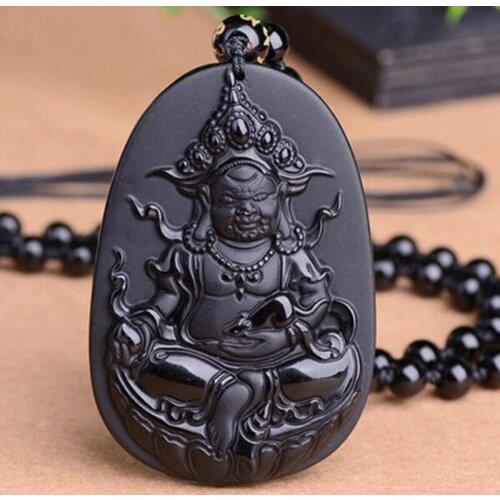 Natural Obsidian Mammon and Beauty Pendants Jewelry Fine Jewelry Lucky Exorcise evil spirits Amulet Pendant Christmas Jewelry