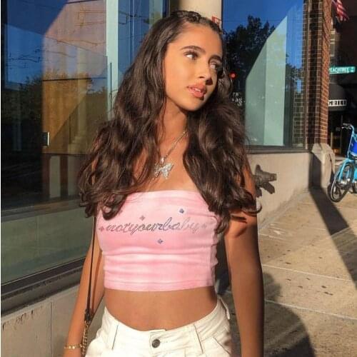 2021 New Sexy Cropped Tube Tops Women Summer Glitter Rhinestone Letter Cami Tops Club Sexy Tank Top Female Streetwear