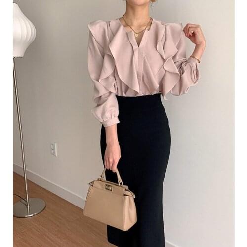 Office Lady A-line Top Female Elegant High Waist Saia Midi Summer Ol Blusa Feminina Pastel Spudnice Damskie Clothes For Women