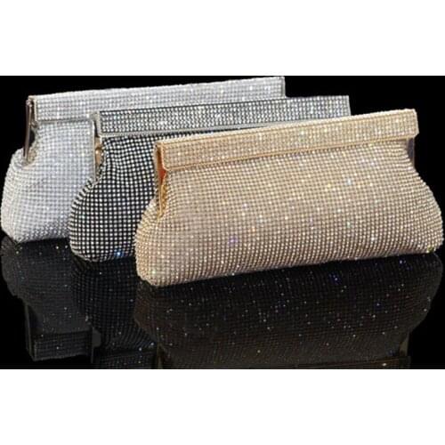 Luxury Diamond Womens Clutch Bag Bridal Wedding Purse Mini Handbag Gold Silver Black Rhinestone Evening Bag ZD1767