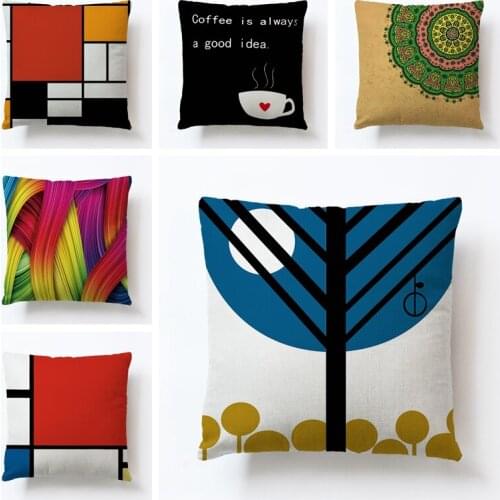 RUBYLOVE Geometric Pattern Linen Waist Pillow Car Sofa Pillow Cover Pillow Cover Pillow Cover Home Decor