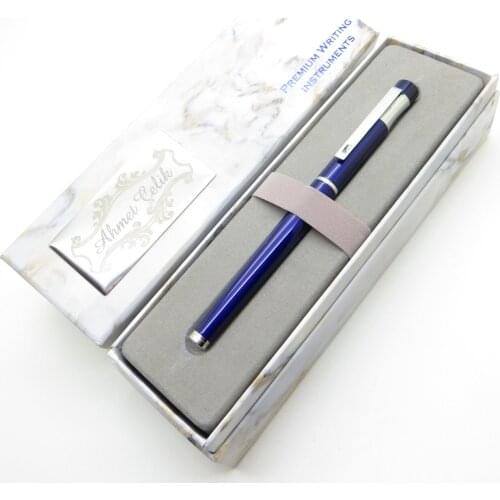 Wings Marble R250 Navy Blue Chrome Roller Pen | İsme Special Pen | Gift Pen