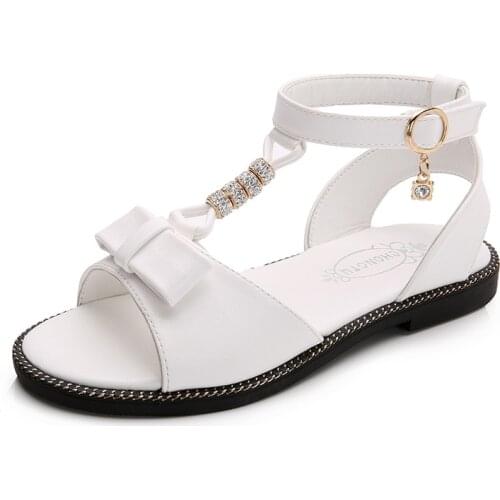 Skoex2020 New Kids Sandals Summer Ankle Strap Dress Sandals For Girls Fashion Rhinestone Female Students Sandal Princess Shoes