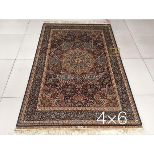 Free shipping 4'X6' 230 Line Handmade Silk Oriental Persian Rug hand Knotted silk carpet for home decoration