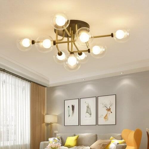 Nordic Led Chandeliers Ceiling Creative Glass Ball Chandelier Lighting Living Room Kitchen Hanging Lamps Light Fixtures