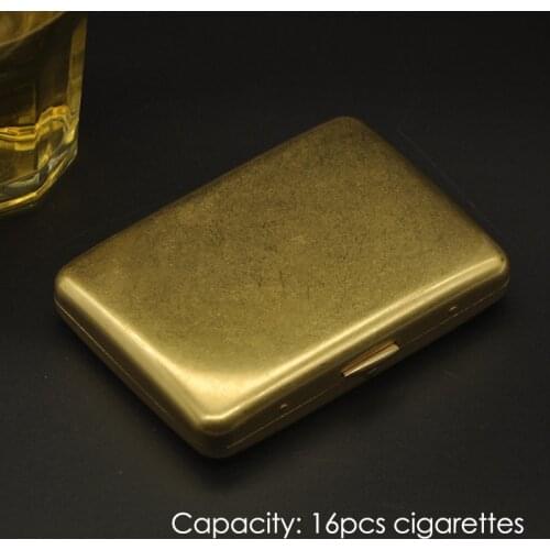 Vintage Copper Cigarette Case Box Portable 16 Cigarettes Case Holder Retro Smoke Tool Pocket Smoking Accessories with Gift Box