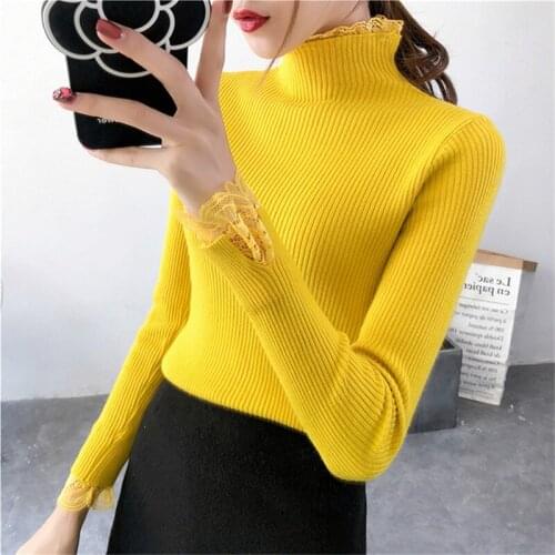 Bonjean Knitted Jumper Autumn Winter Tops turtleneck Pullovers Casual Sweaters Women Shirt Long Sleeve Short Tight Sweater Girls