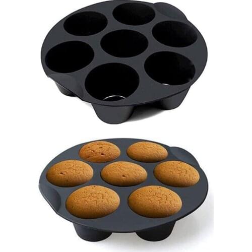 High Quality 7 Gird Round Cake Baking Trays Non-stick Silicone Air Fryer Accessories Home Kitchen Cooking Appliance Parts 19QE