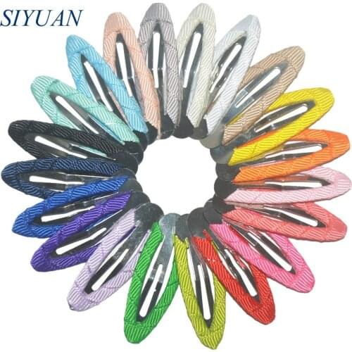 60pcs/lot 1.8 inch Ribbon Covered Alloy Snap Clip Girl Hair Pin Headwear Accessories JZ10